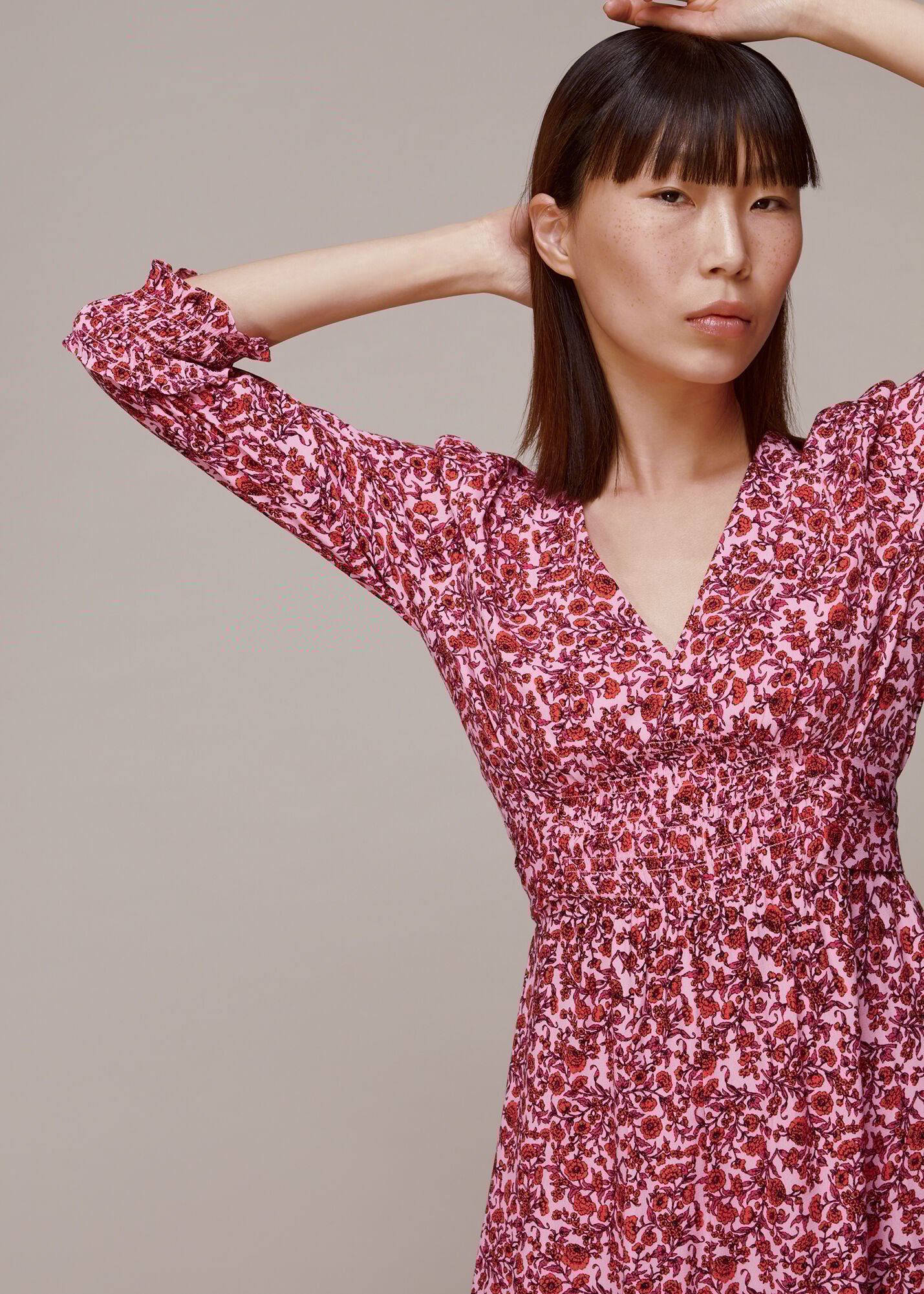 Whistles confetti floral print midi dress 2025