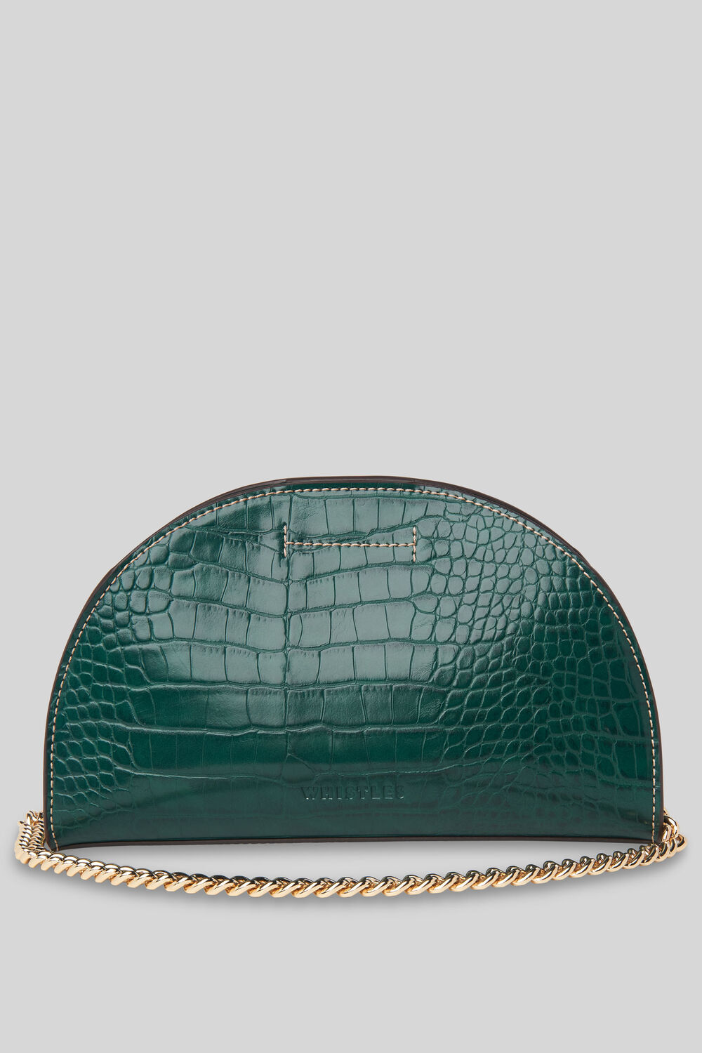 Miri Half Moon Croc Bag Dark Green