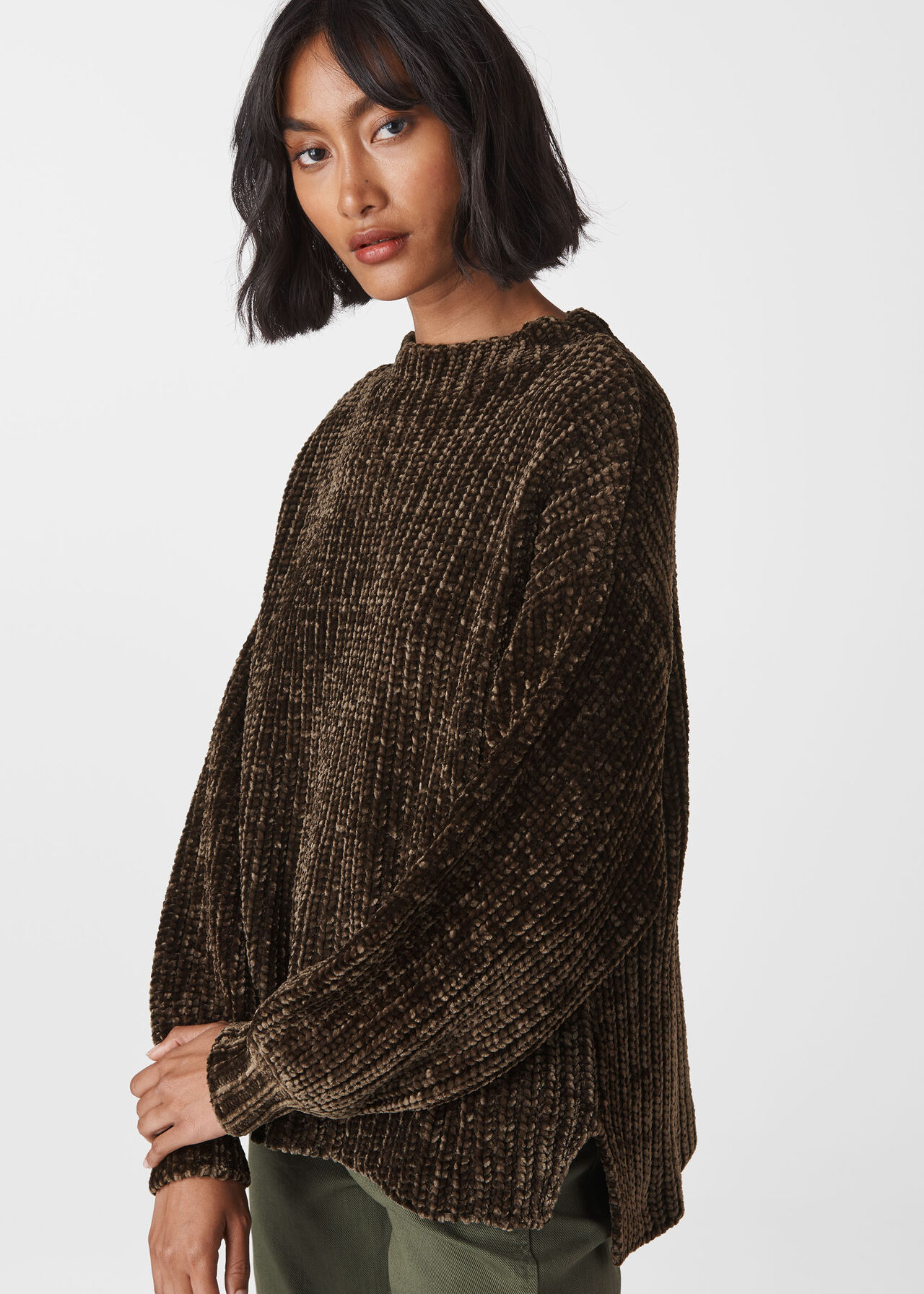 Chenille Full Sleeve Sweater Khaki