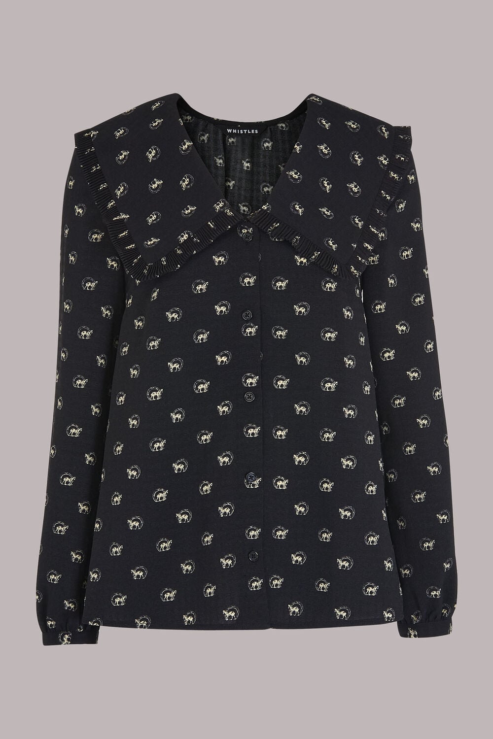 Horseshoe Print Collar Top
