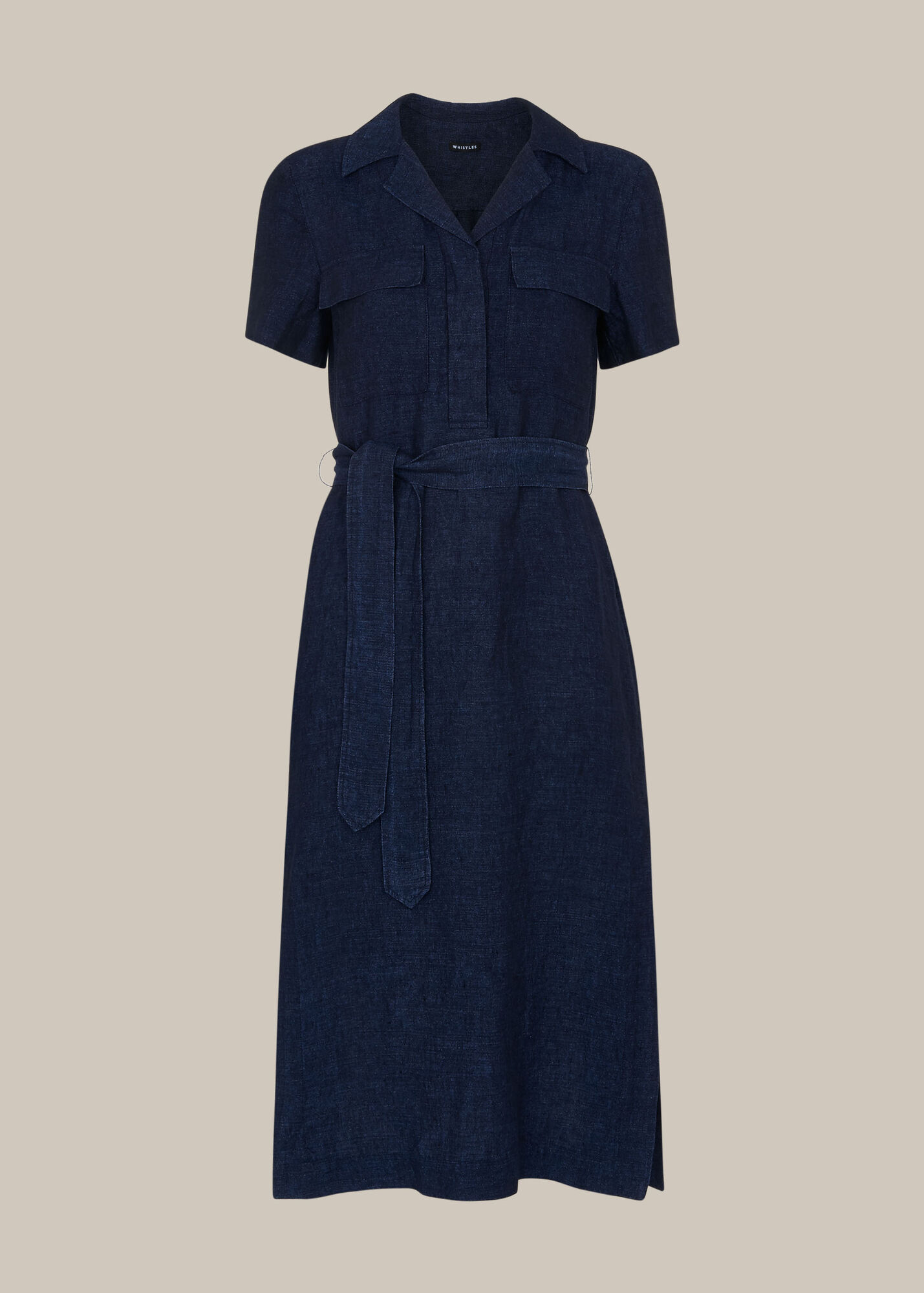 Dark Denim Easy Linen Shirt Dress WHISTLES