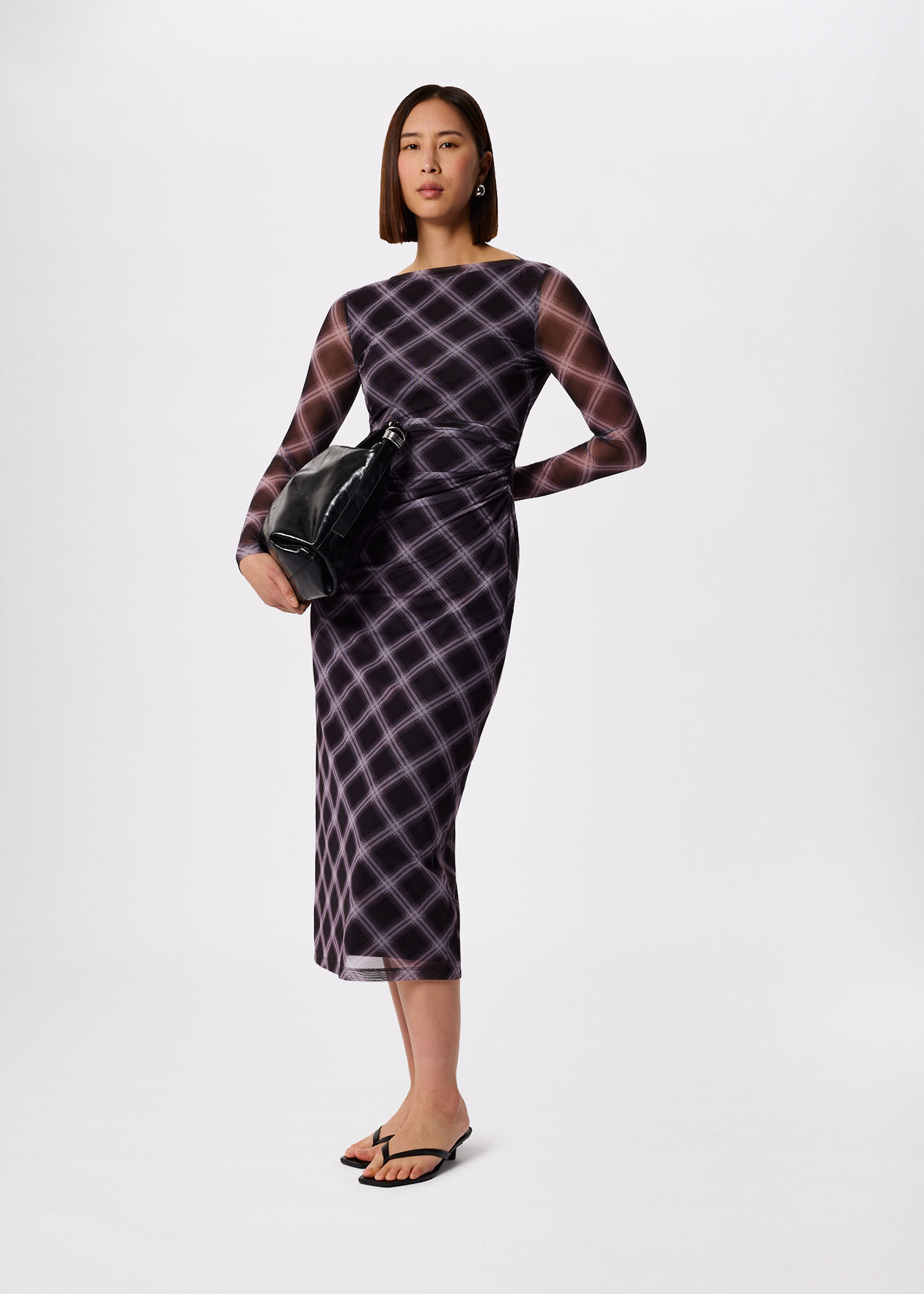 Green/Multi Cecily Check Dress | WHISTLES | Whistles UK |