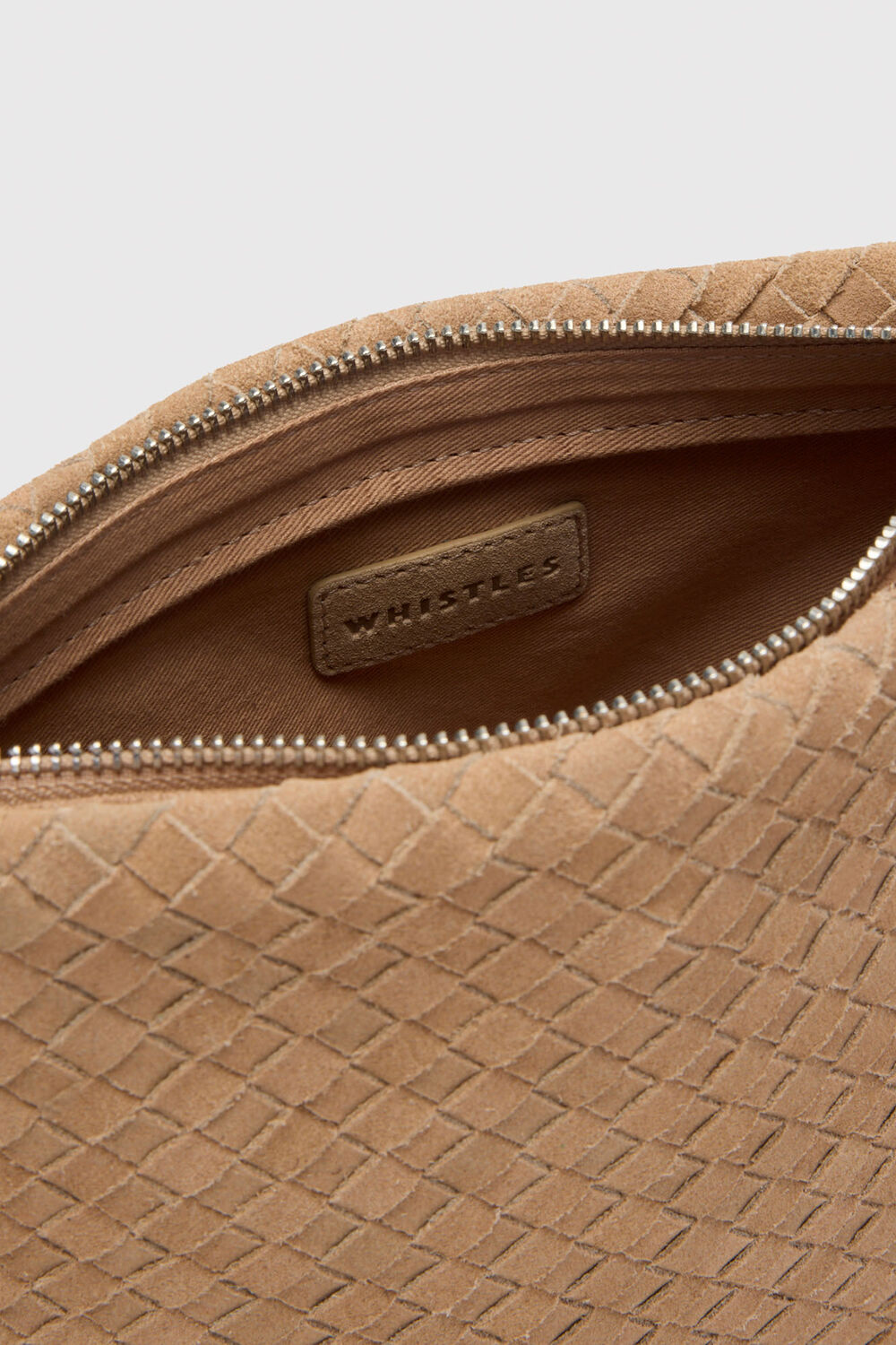 Neutral Avah Woven Suede Zip Clutch