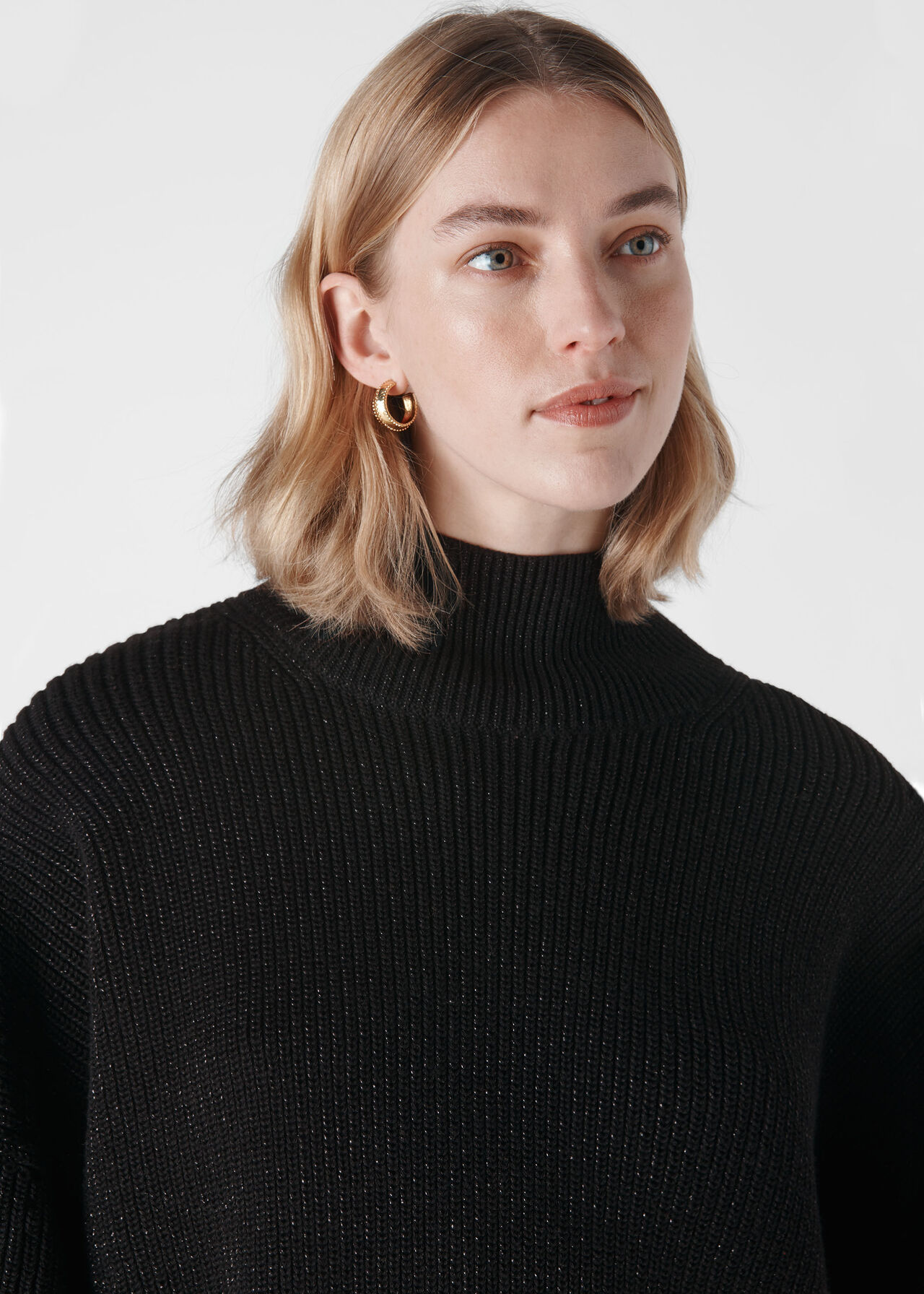 Black Chunky Sparkle Knit WHISTLES