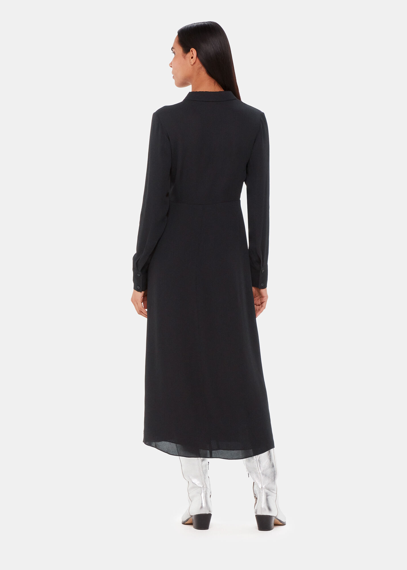 Black Lea Ruffle Front Dress WHISTLES
