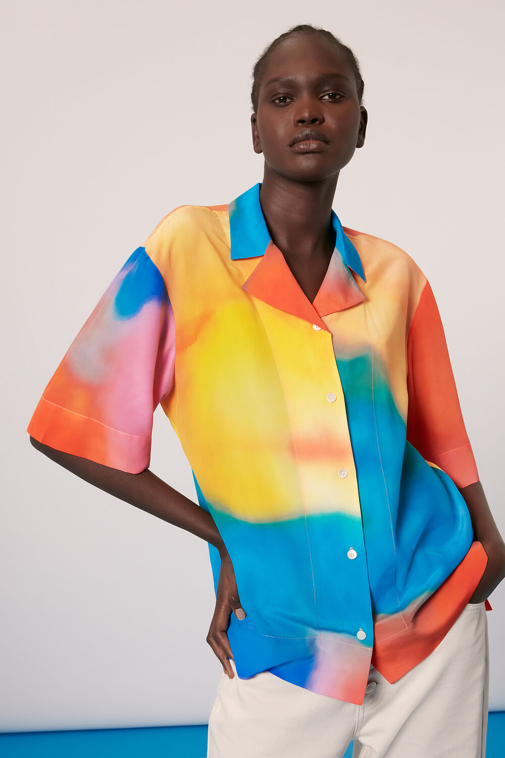 Rainbow Silk Bowling Shirt