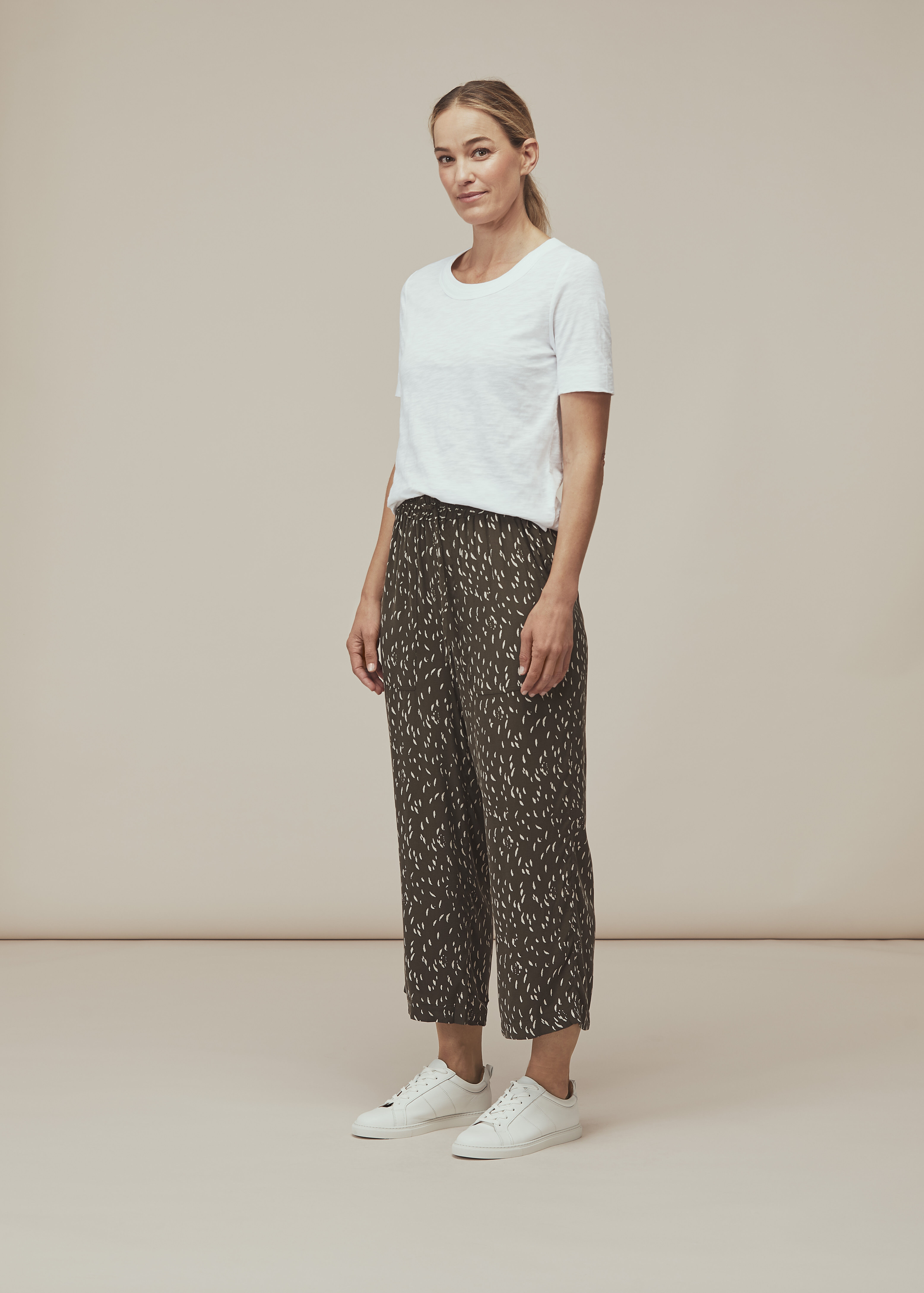 Khaki print trousers on sale