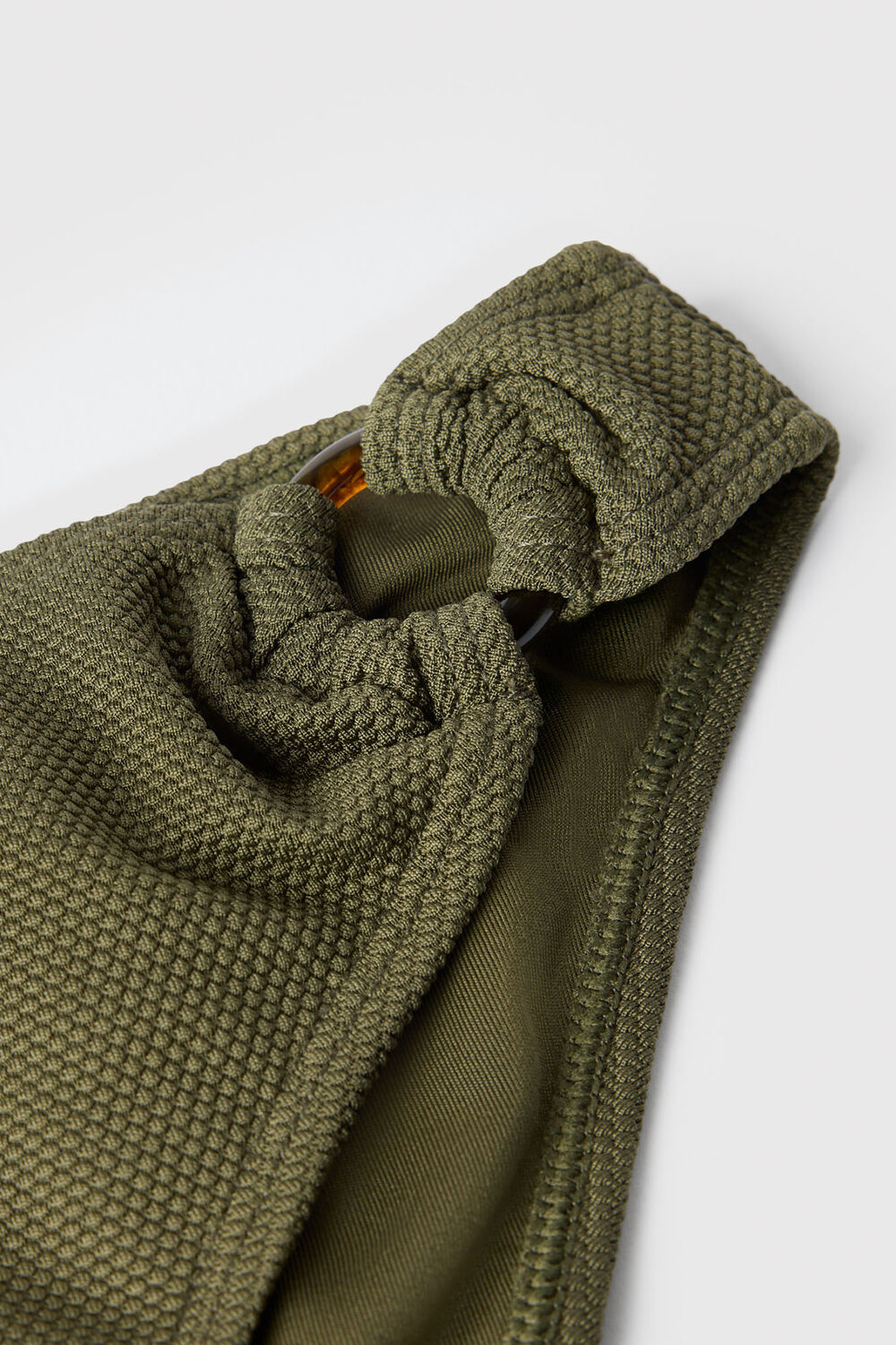 Khaki Ring Detail Bikini Bottom
