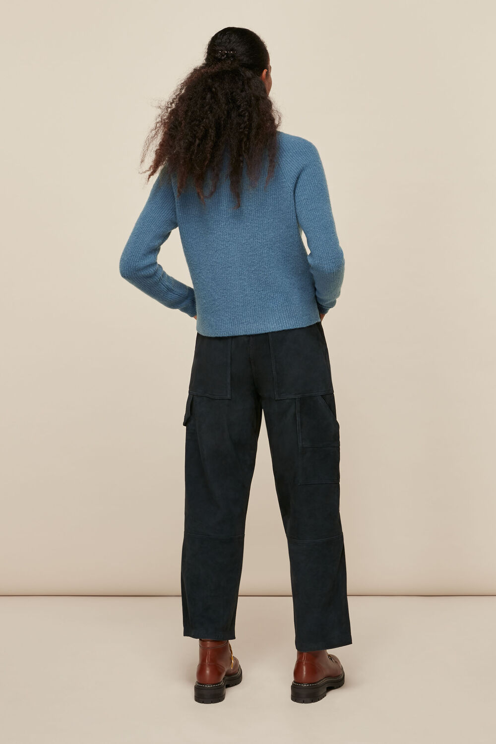 Rib Textured Wool Mix Cardigan