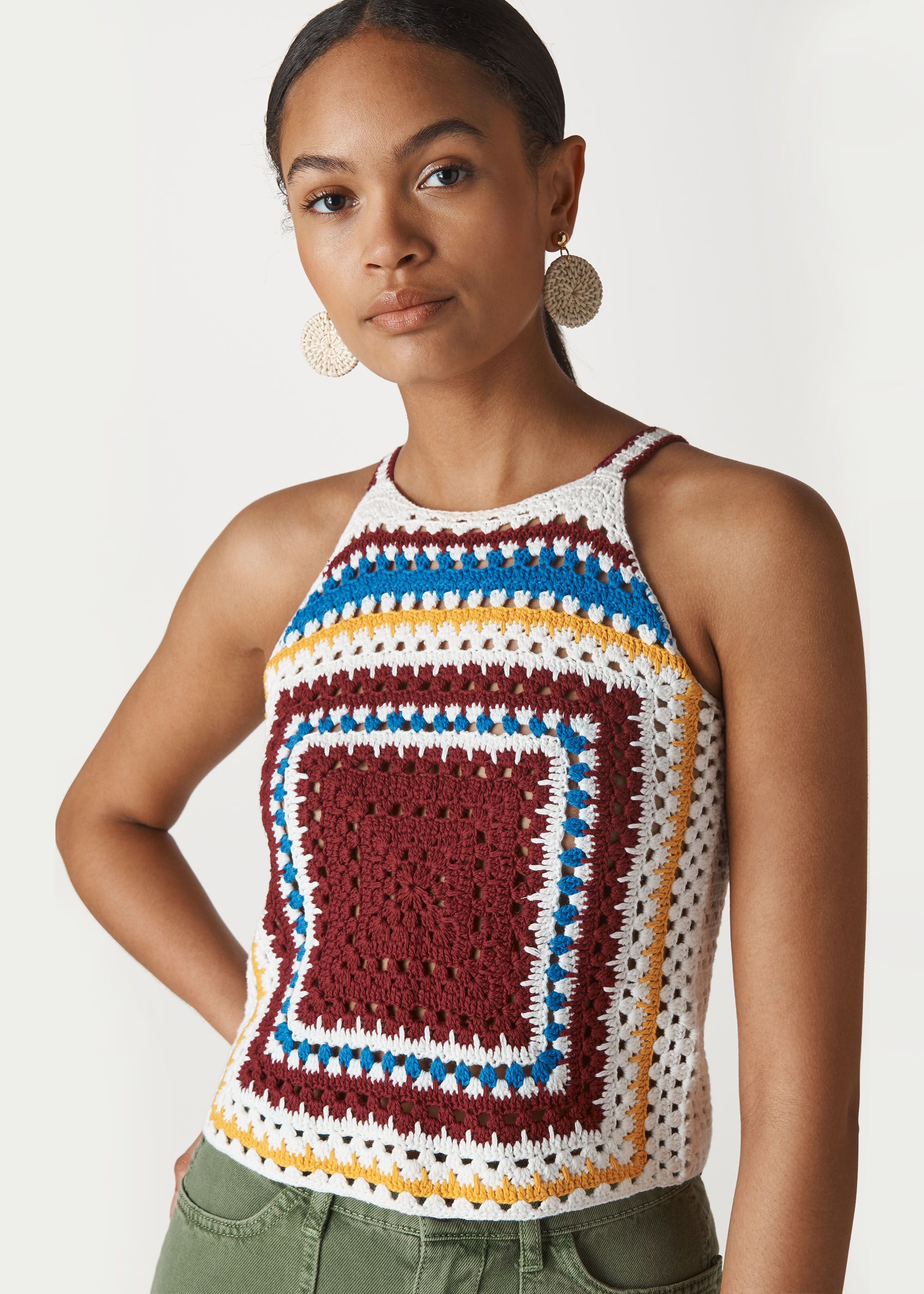 Crochet knit tank shop top