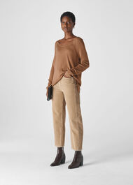 Scoop Neck Silk Mix Knit Camel