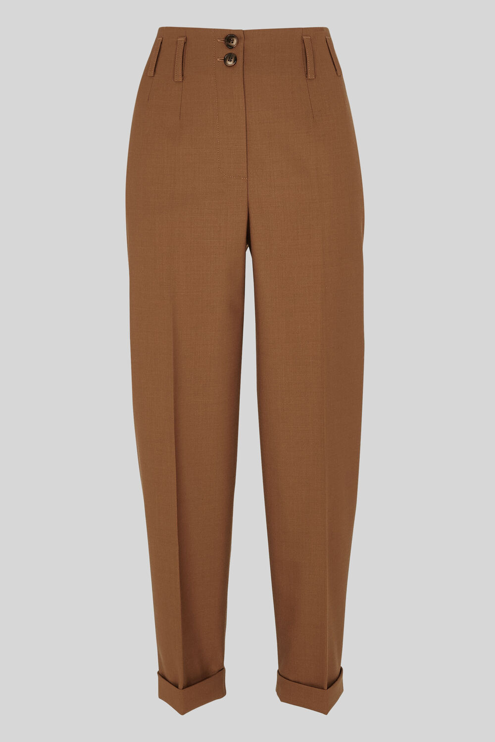 Tapered Button Front Trouser Tobacco