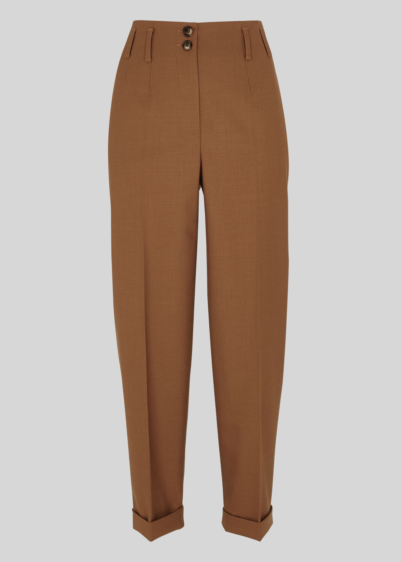 Tapered Button Front Trouser Tobacco