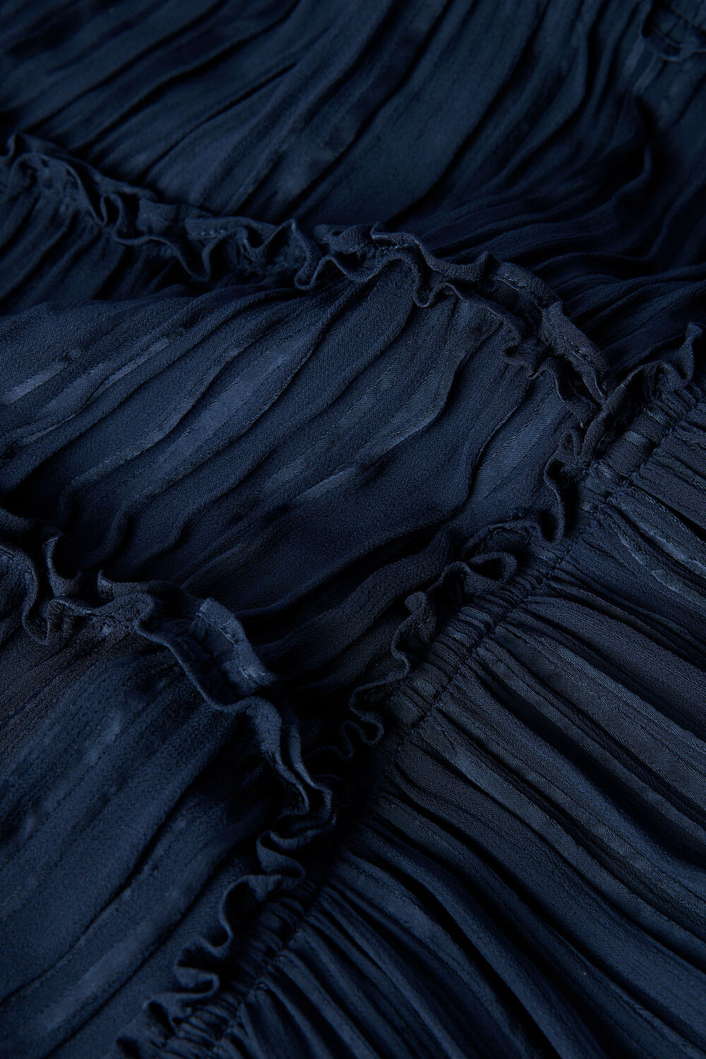 Navy Shirred Bodice Dress