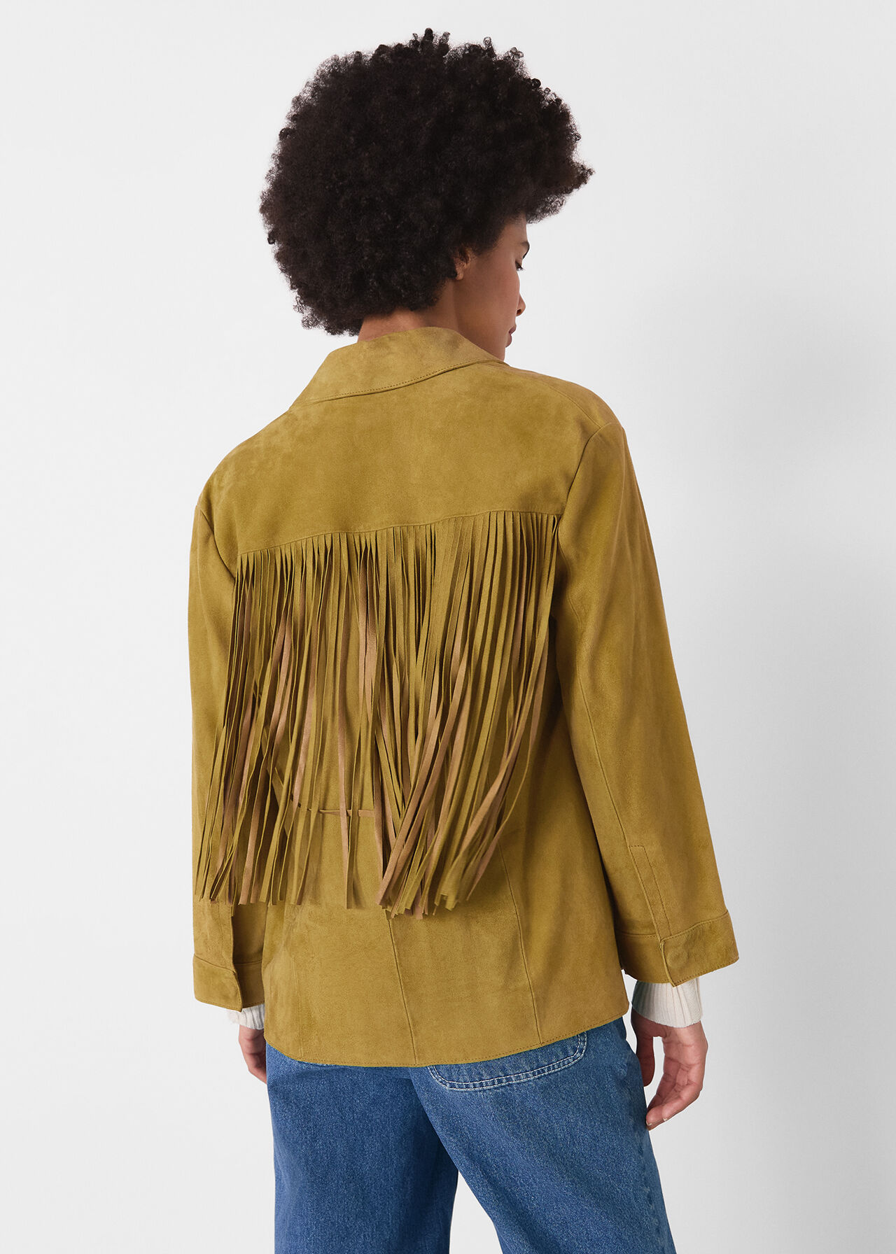 Neutral Lani Tassel Suede Jacket WHISTLES