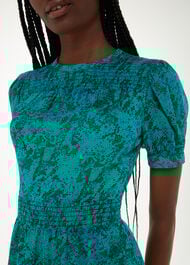 Diagonal Snake Shirred Dress