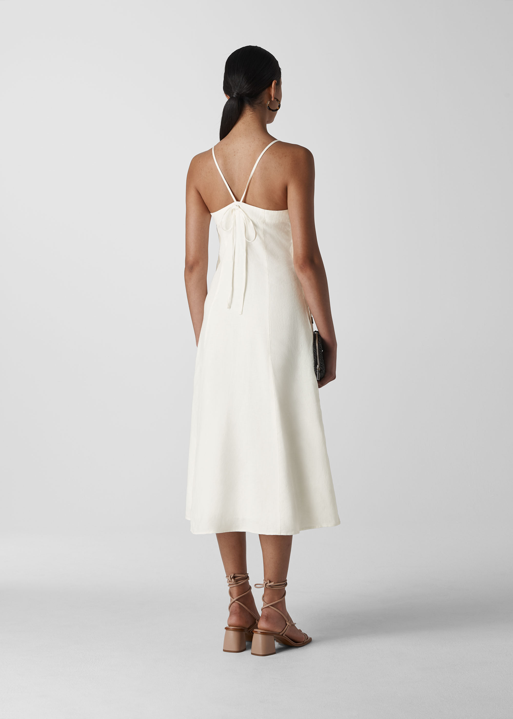 Whistles nina on sale button linen dress