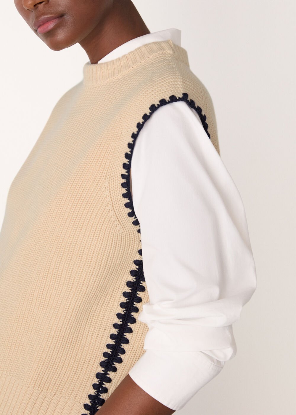 Blanket Stitch Wool Mix Tank