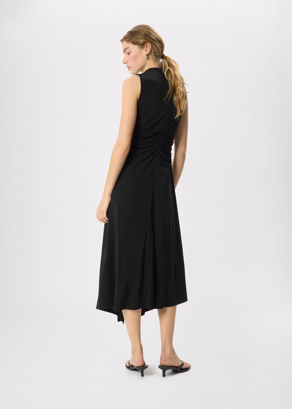 Ruched Cowl Neck Jersey Dress