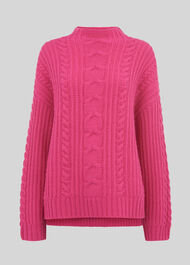 Oversized Chunky Cable Sweater Pink