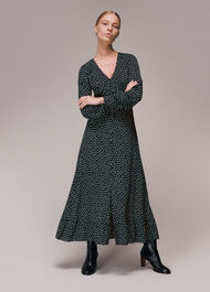 Stamp Spot Print Midi Dress