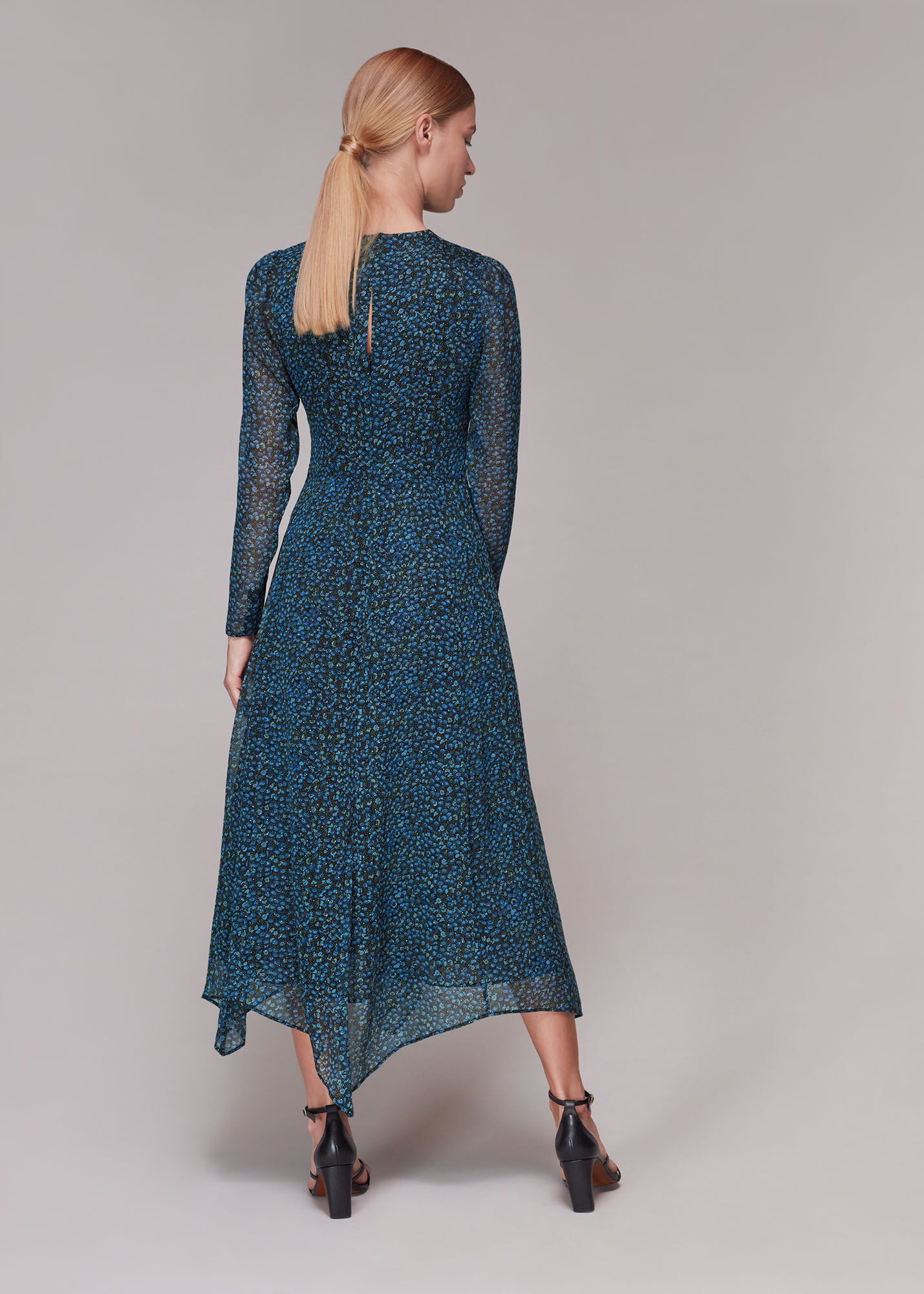 Black/Multi Scattered Bloom Dobby Dress WHISTLES Whistles US