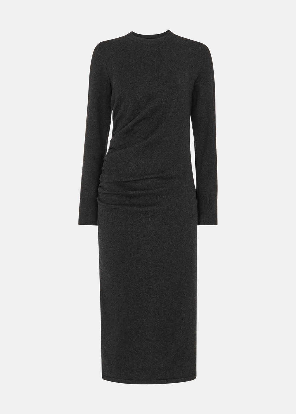 Gathered Side Midi Knit Dress