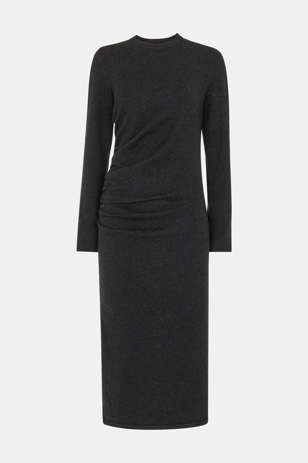 Gathered Side Midi Knit Dress