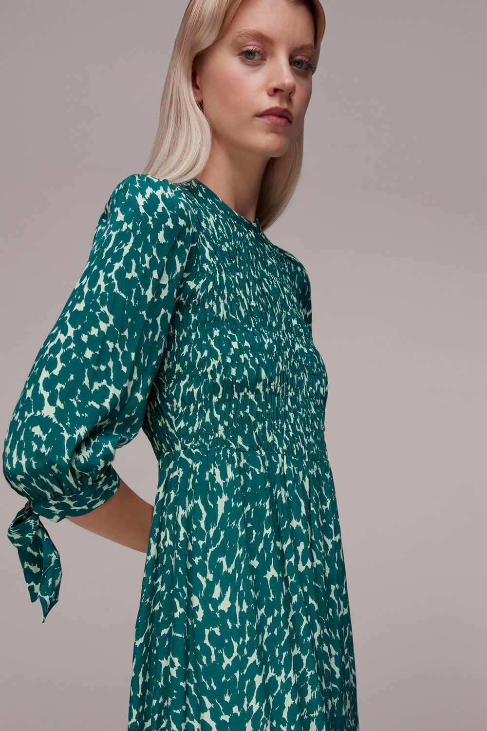 Sahara Cat Shirred Midi Dress