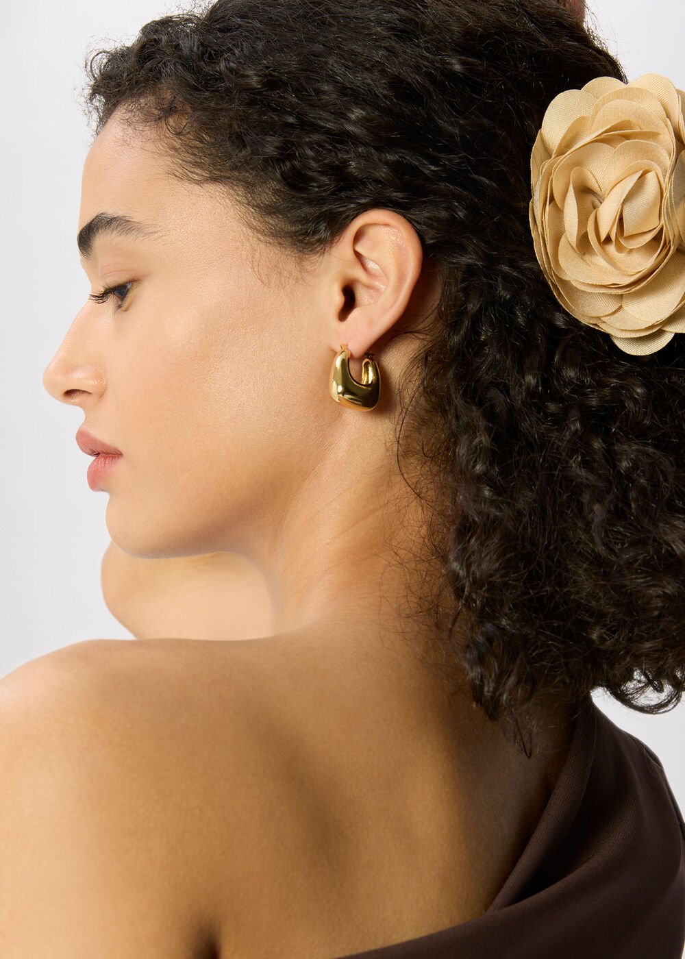 Chunky Curved Square Earring