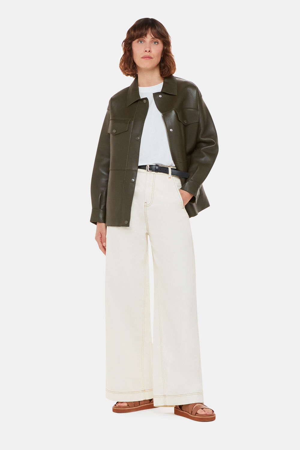 White Wide Leg Cargo Jean