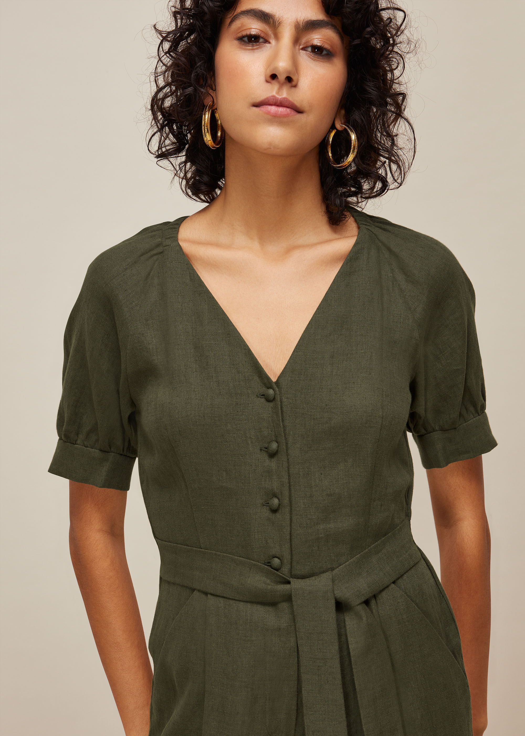 whistles khaki jumpsuit