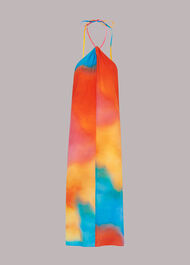 Halterneck Rainbow Silk Dress
