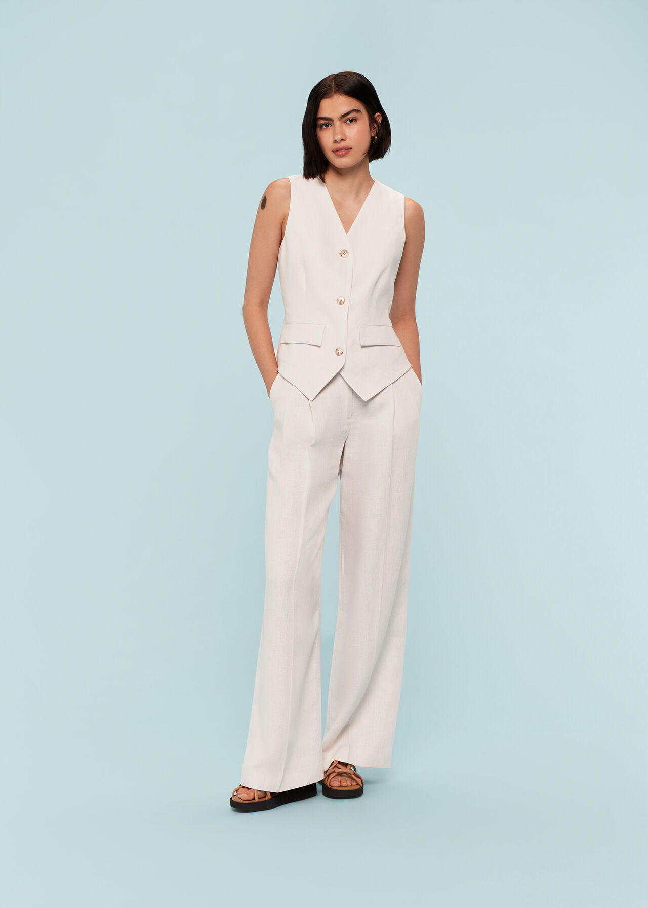 Lea Pleat Linen Trouser