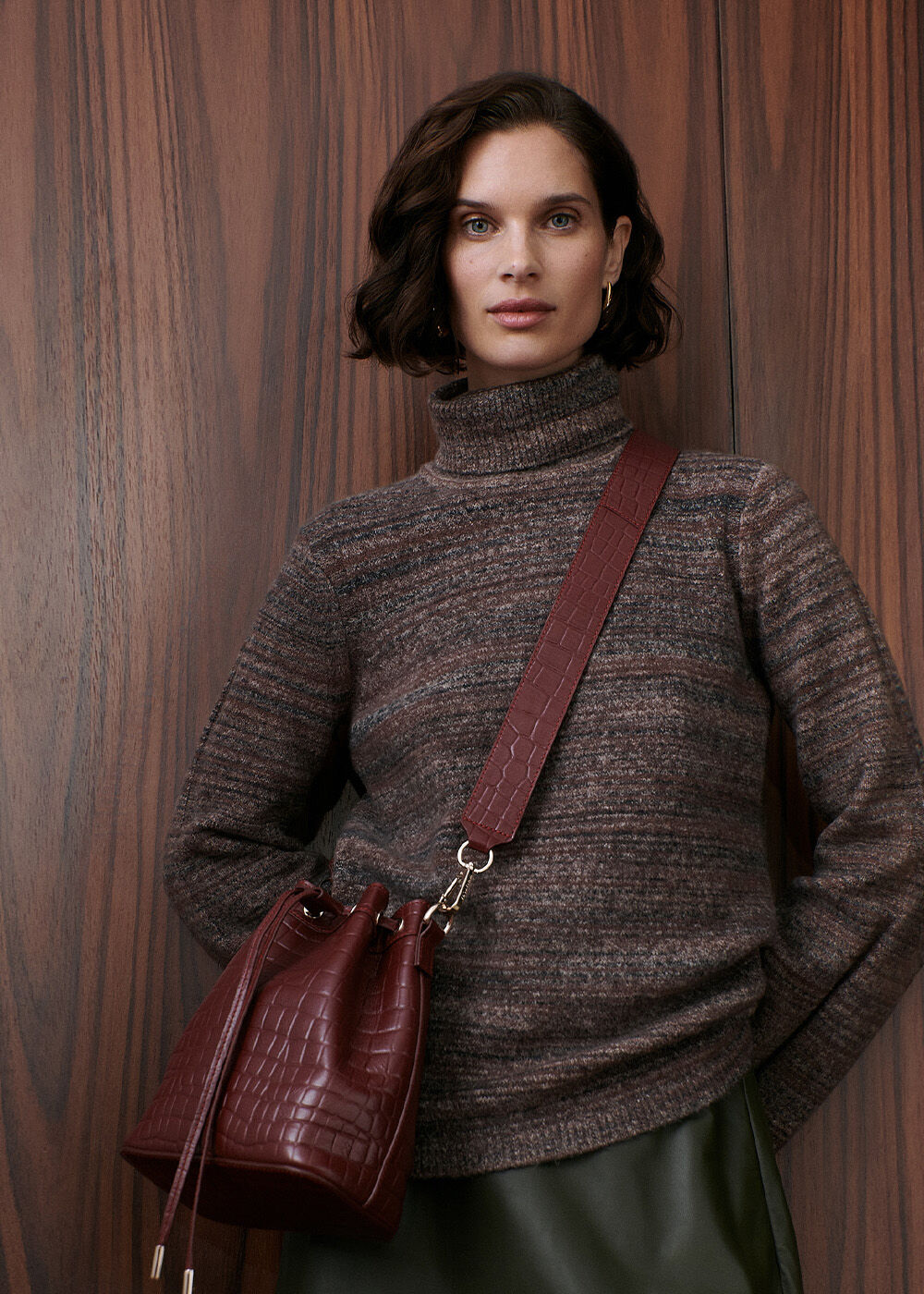 Textured Funnel Neck Knit