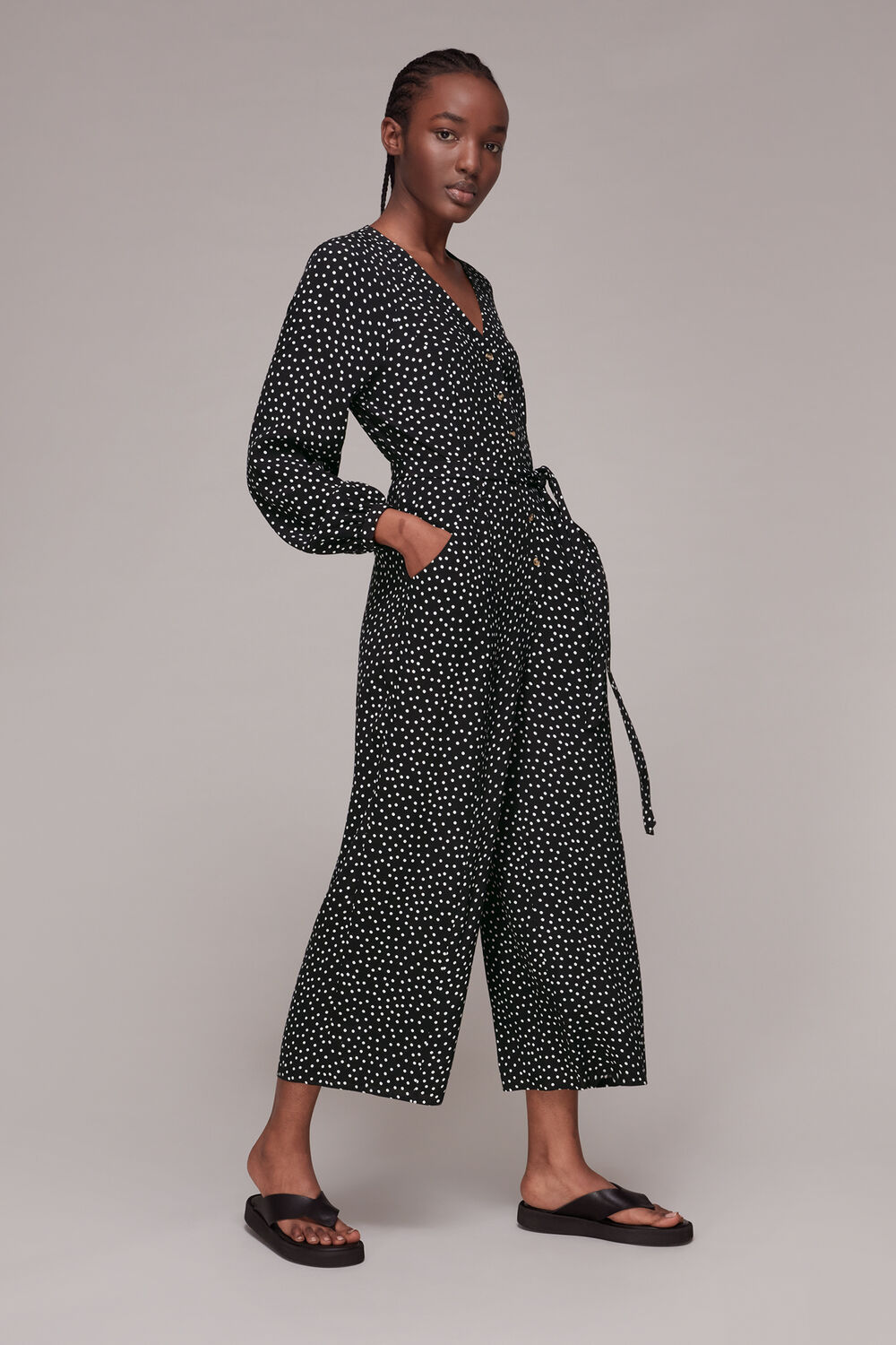 Black and White Lottie Spot Printed Jumpsuit