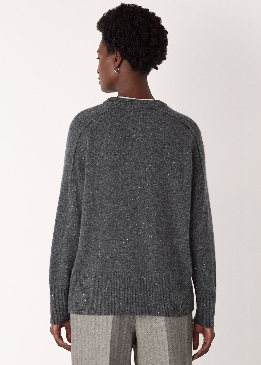 Cashmere Fleck Seam Neck Knit