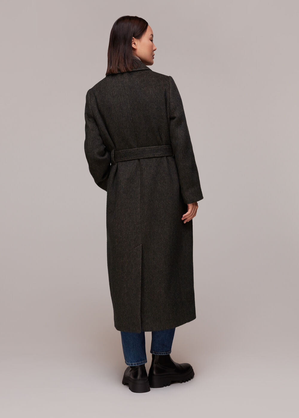 Wool Textured Tie Waist Coat