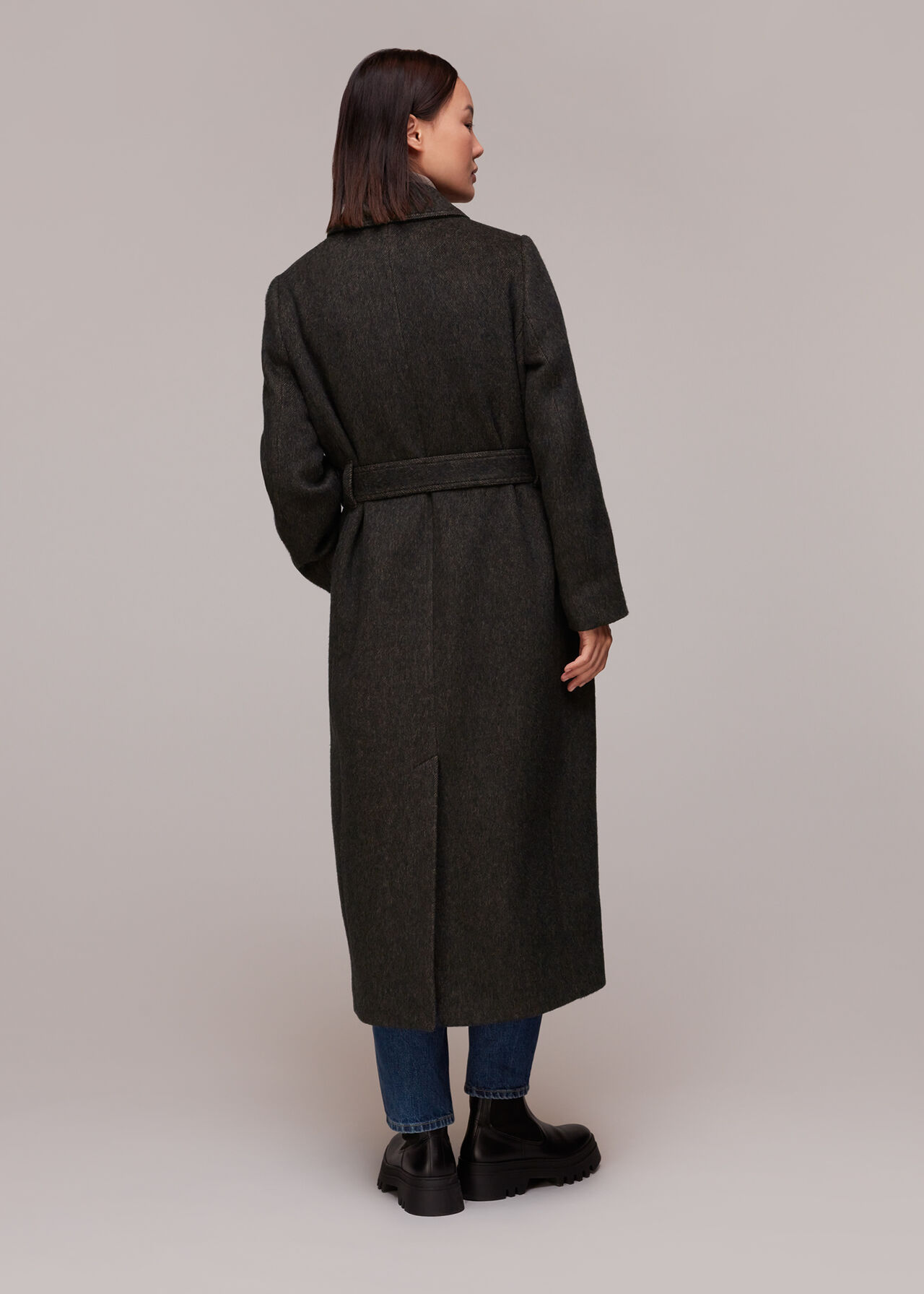 Wool Textured Tie Waist Coat
