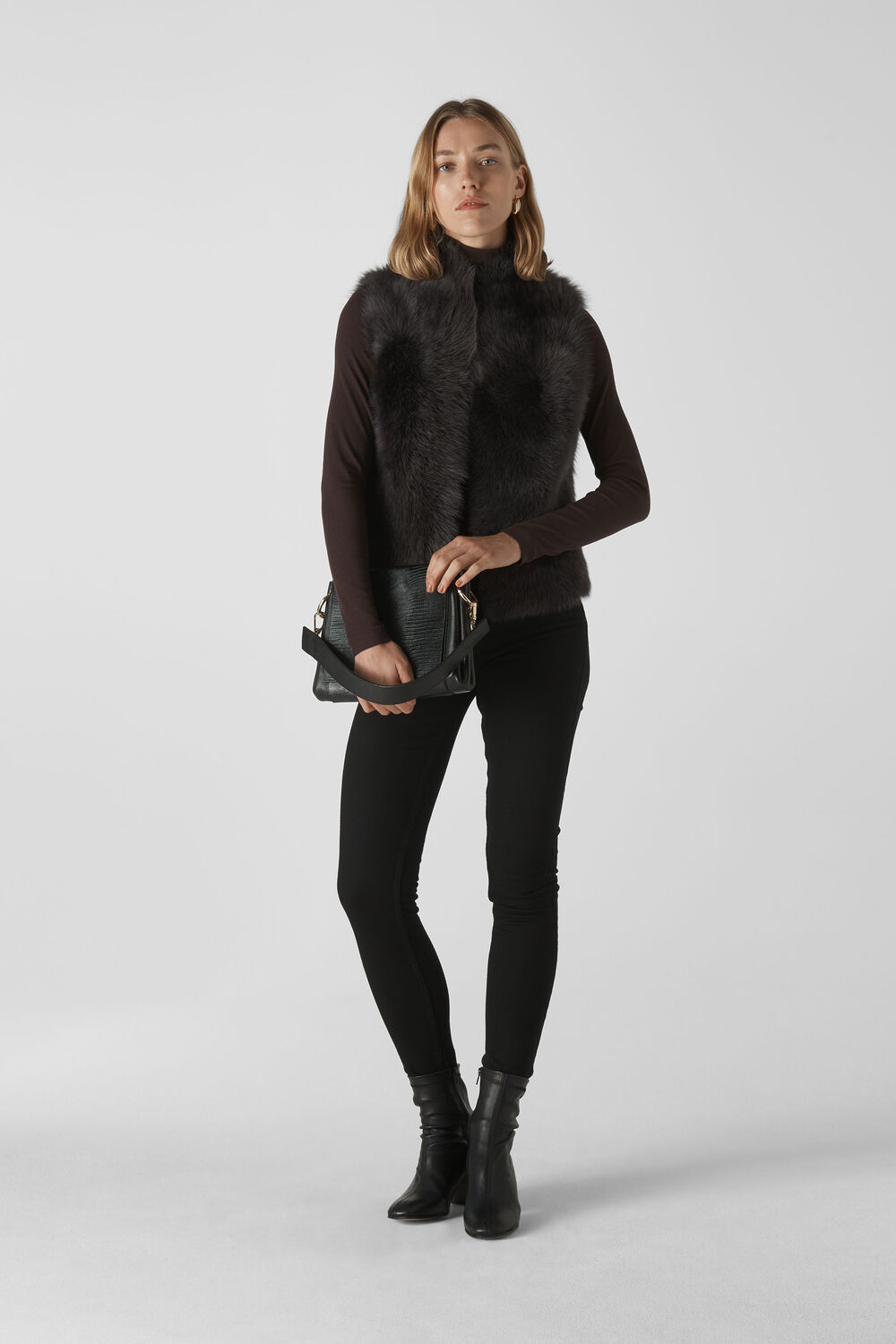 Short Toscana Sheepskin Gilet Dark Grey