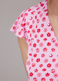 Moon Floral Frill Sleeve Top