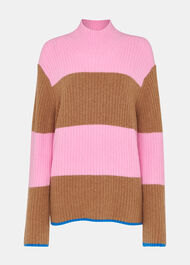 Block Stripe Rib Funnel Neck