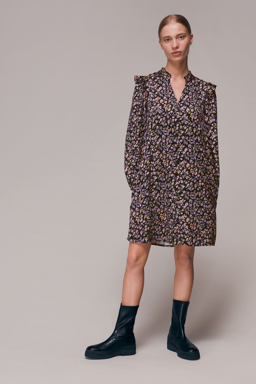 Trailing Floral Frill Dress