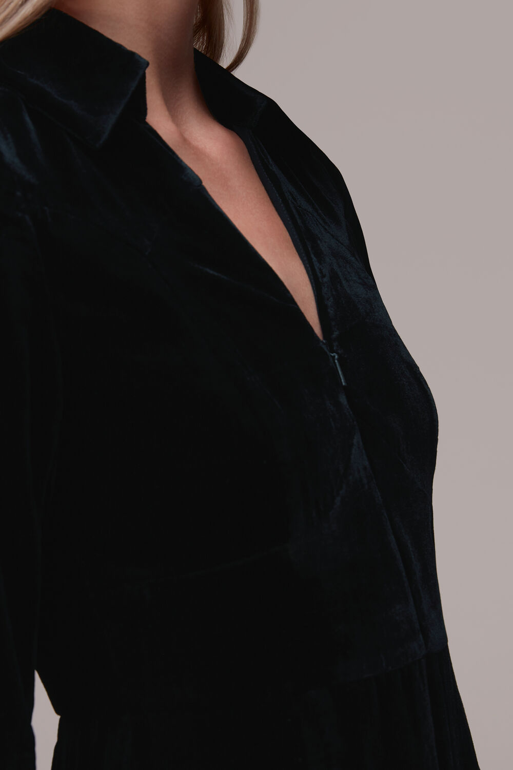 Black Velvet Zip Front Jumpsuit