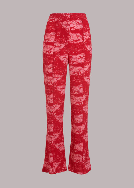 Field Print Flared Trousers