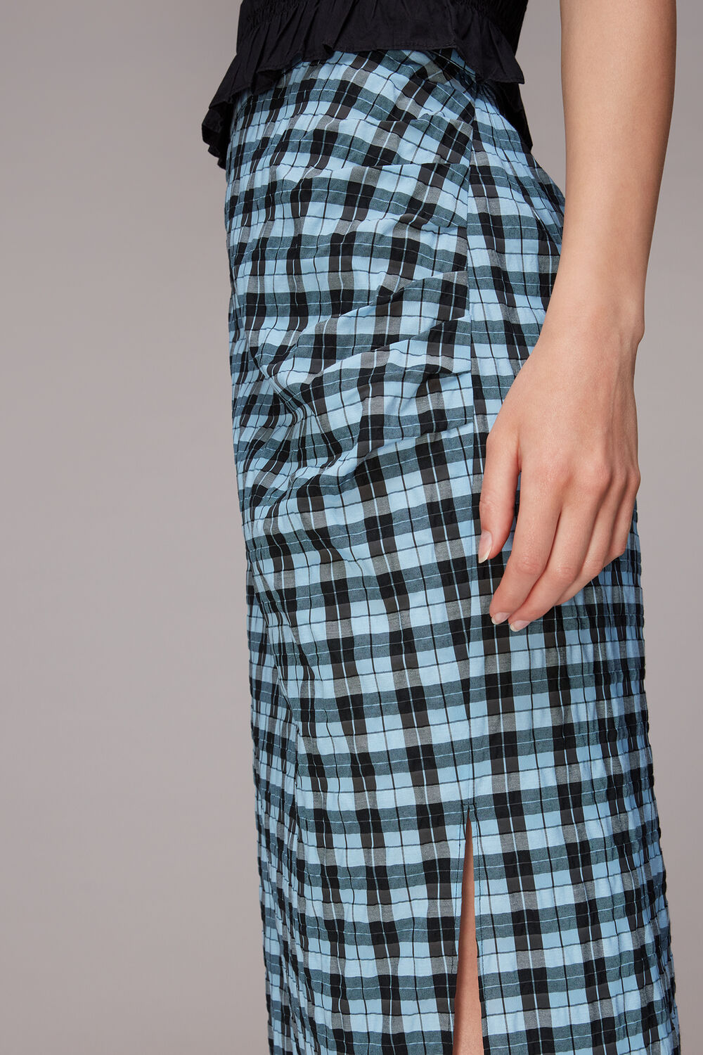 Gingham Ruched Front Skirt
