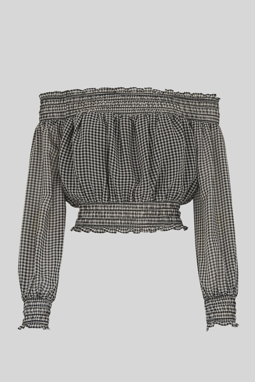 Gingham Bardot Top Black/Multi