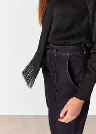 Diamond Jacquard Scarf Blouse