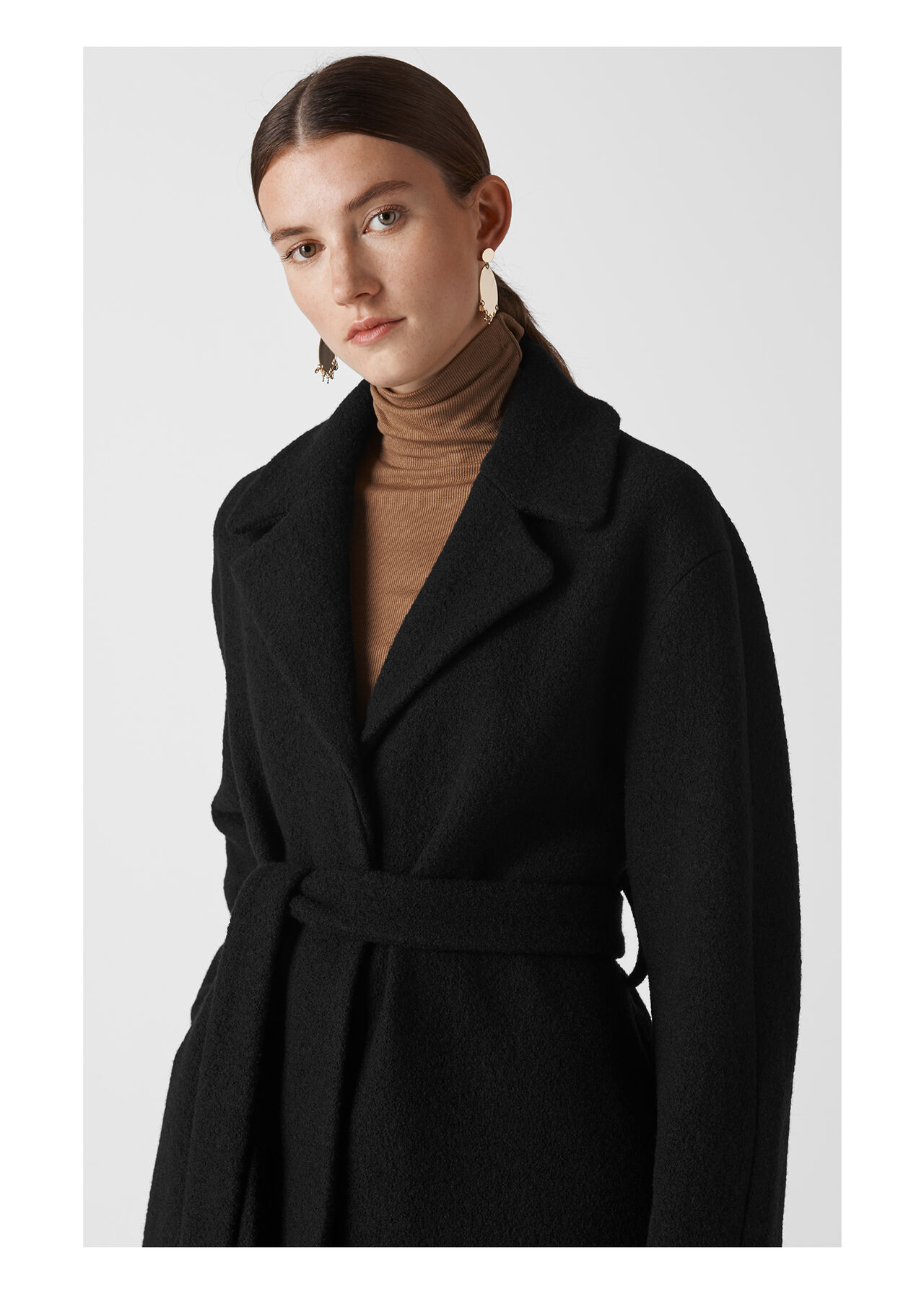Black Boiled Wool Coat | WHISTLES