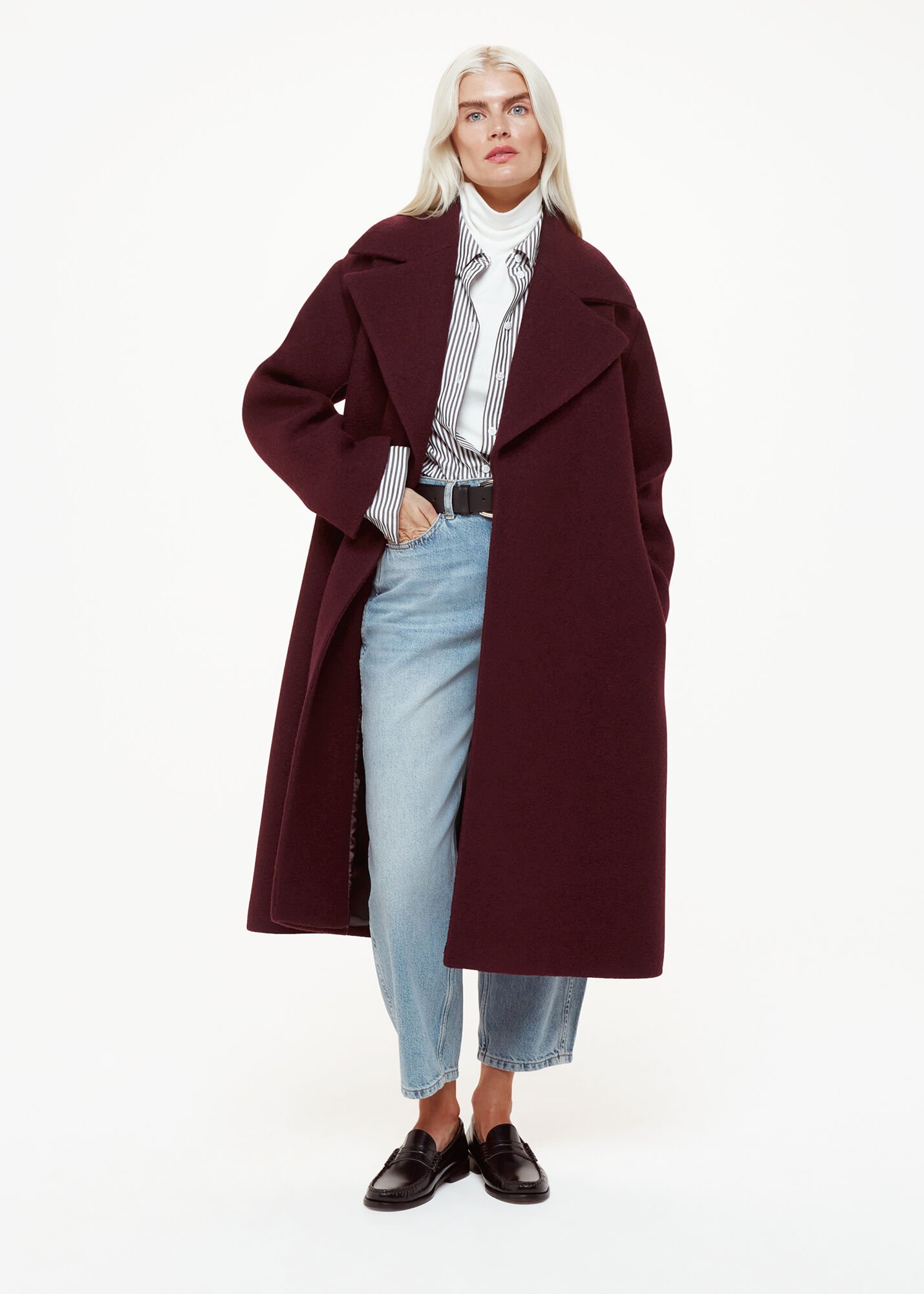 Burgundy Lorna Wrap Wool Coat WHISTLES
